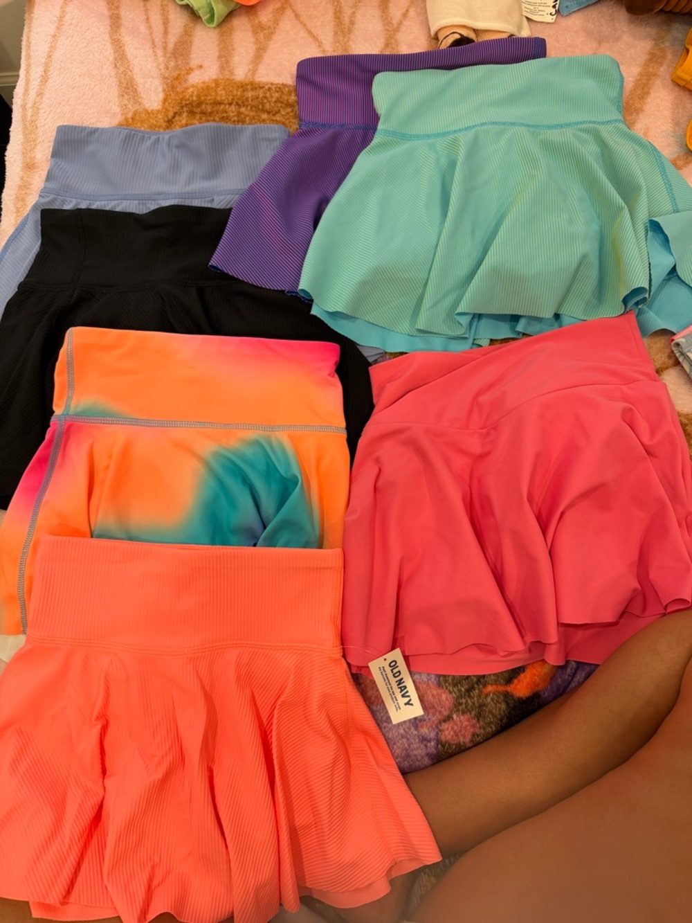 Assorted Active Skorts Bundle - Bright Coral, Teal, Pink, Black, Purple